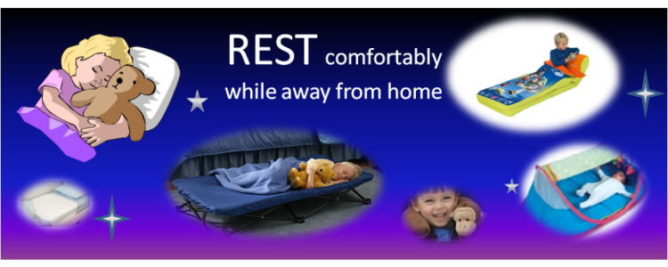 Sleeping away from home, made as comfortable as possible - PeaPod Travel bed, neck cushions, sheet protector, Readybed...