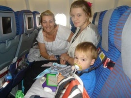 Narelle and family using the CARES harness